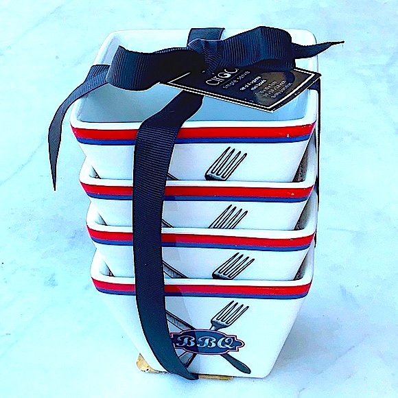 CIROA SIMPLE SERVE MINI BOWLS SQUARE KNIFE & FORK BBC NEW PORCELAIN - Picture 4 of 9